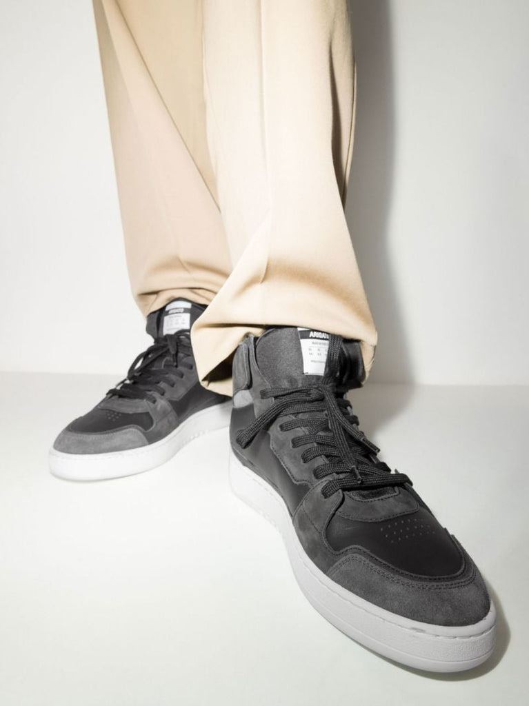 Black Dice High Top Leather Sneakers