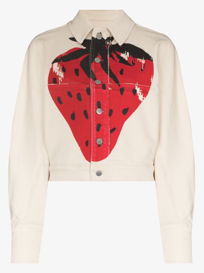 Strawberry Print Denim Jacket