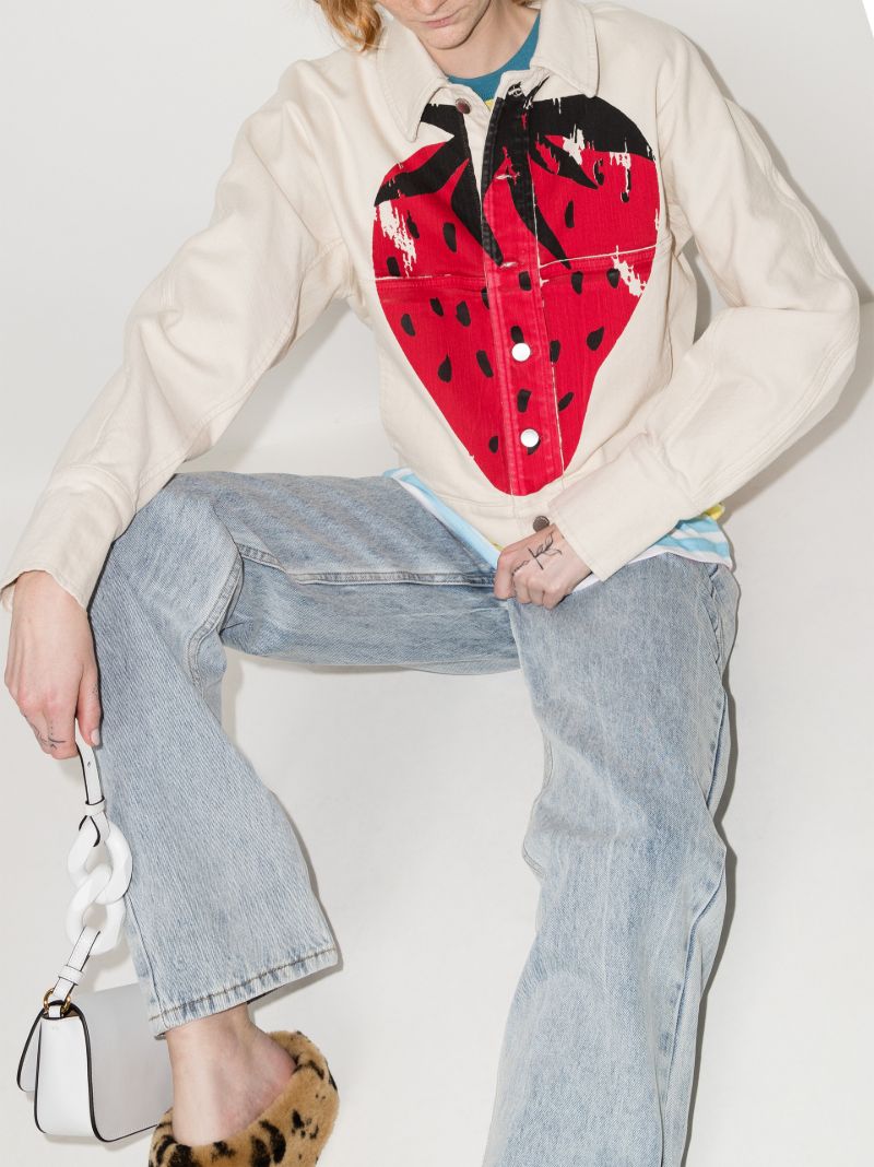 Strawberry Print Denim Jacket
