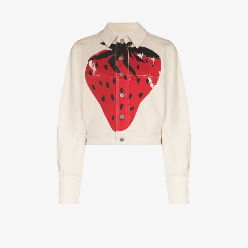 Strawberry Print Denim Jacket