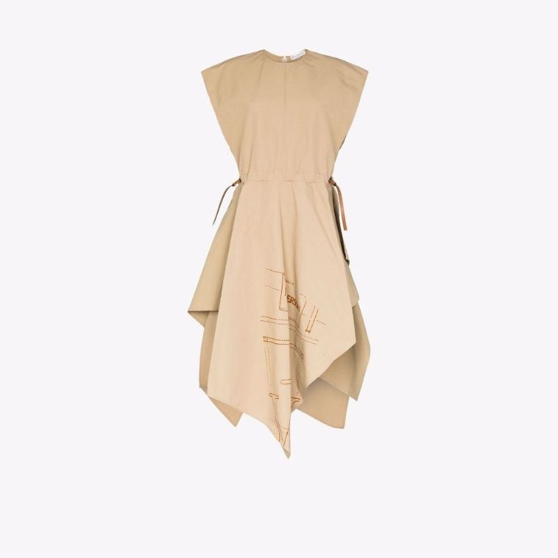 Asymmetric Logo Print Dress