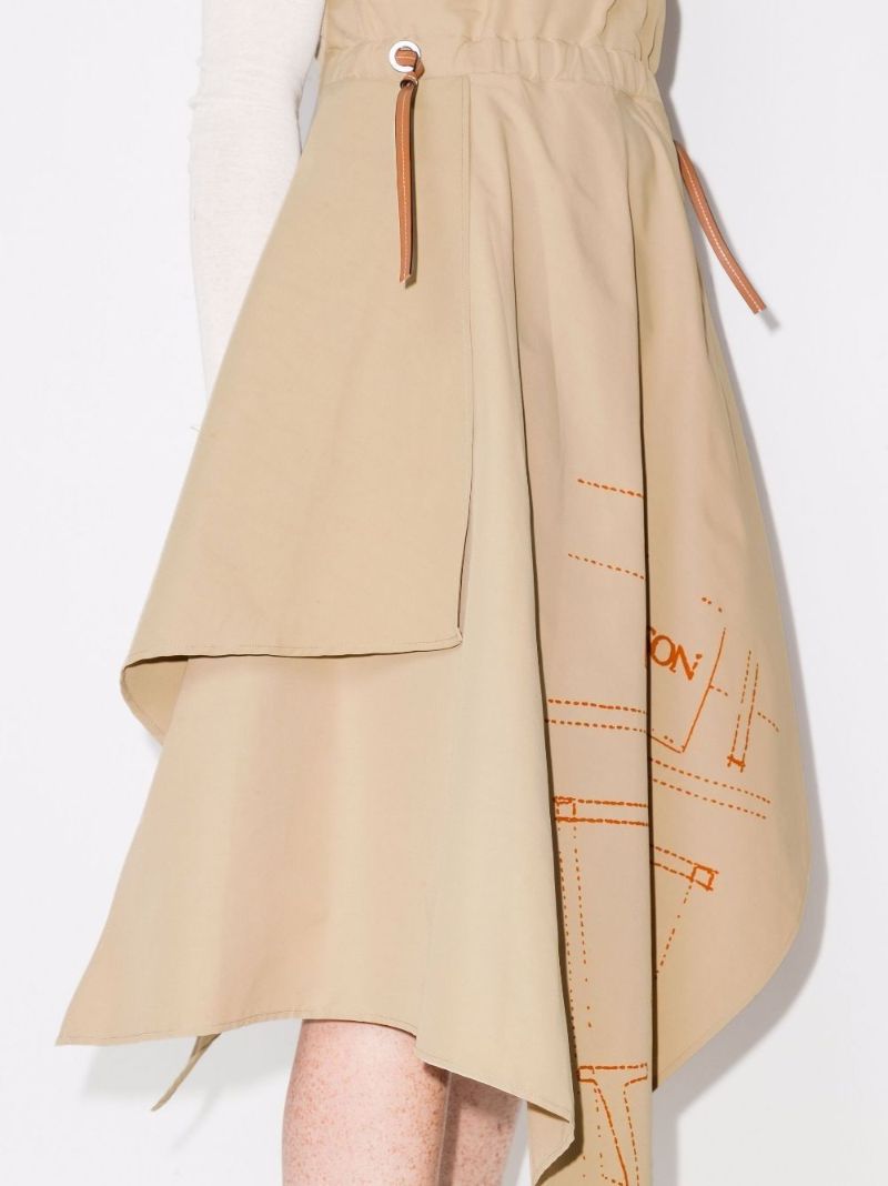 Asymmetric Logo Print Dress