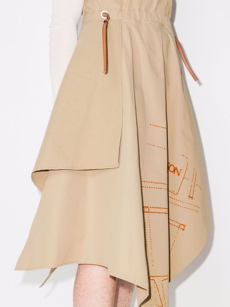 Asymmetric Logo Print Dress