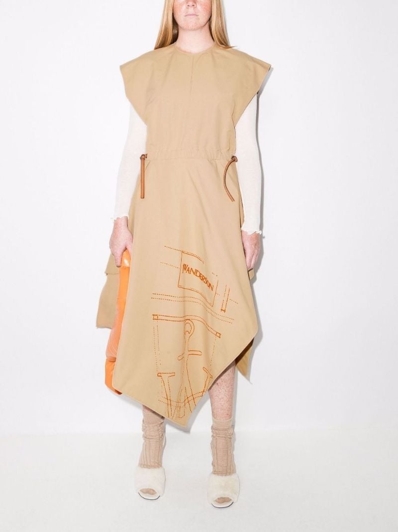 Asymmetric Logo Print Dress