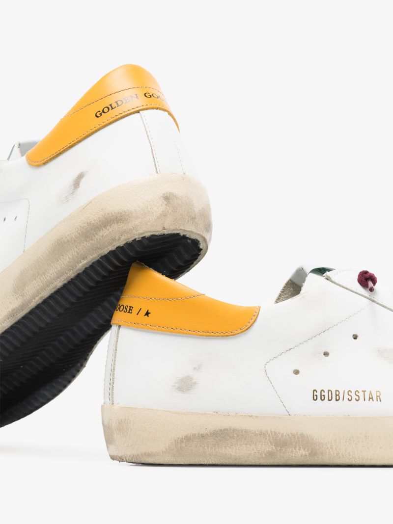 White Super-star Distressed Leather Sneakers