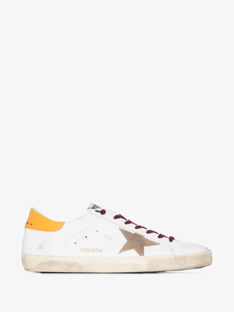 White Super-star Distressed Leather Sneakers