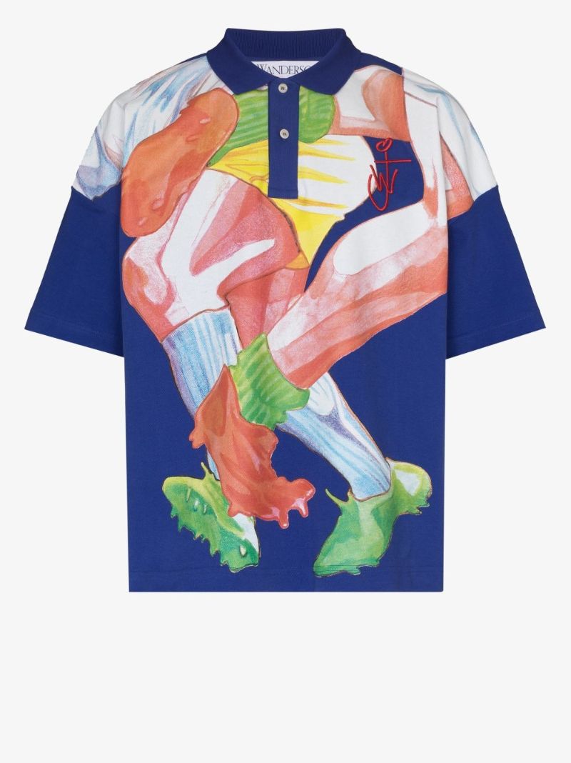 Rugby Legs Print Cotton Polo Shirt