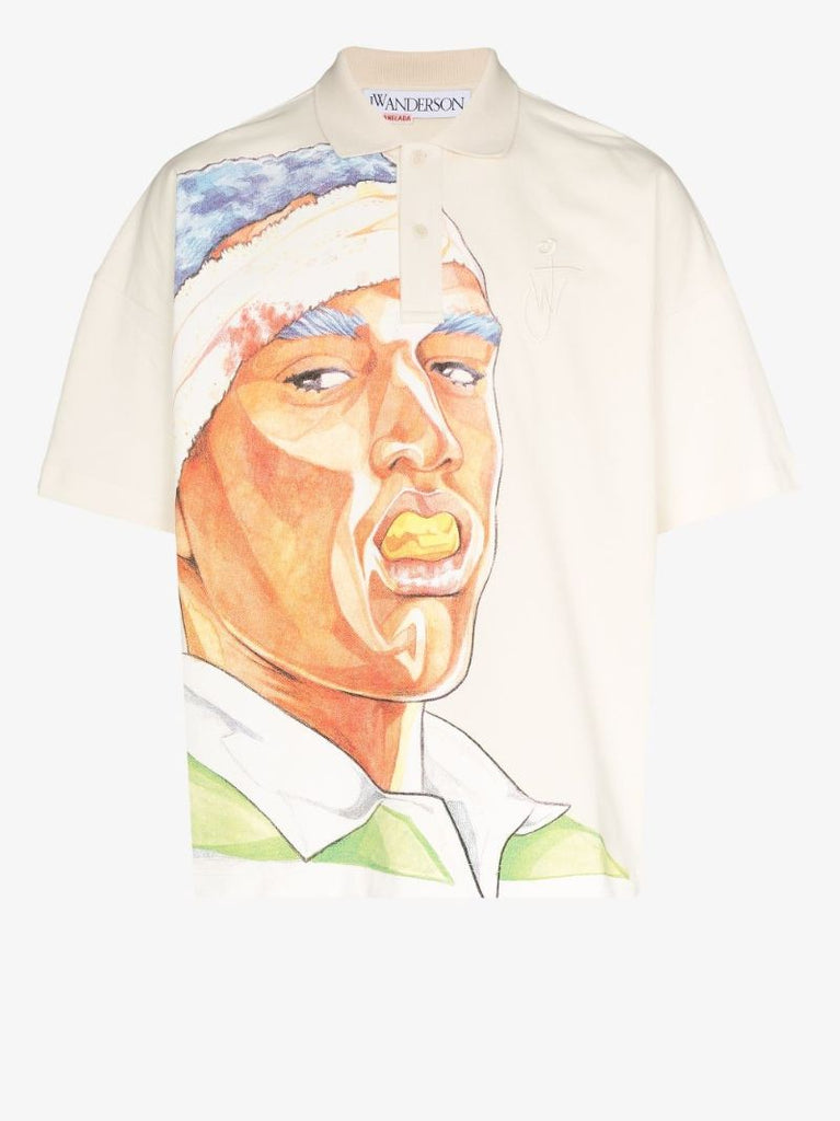 Rugby Face Print Cotton Polo Shirt