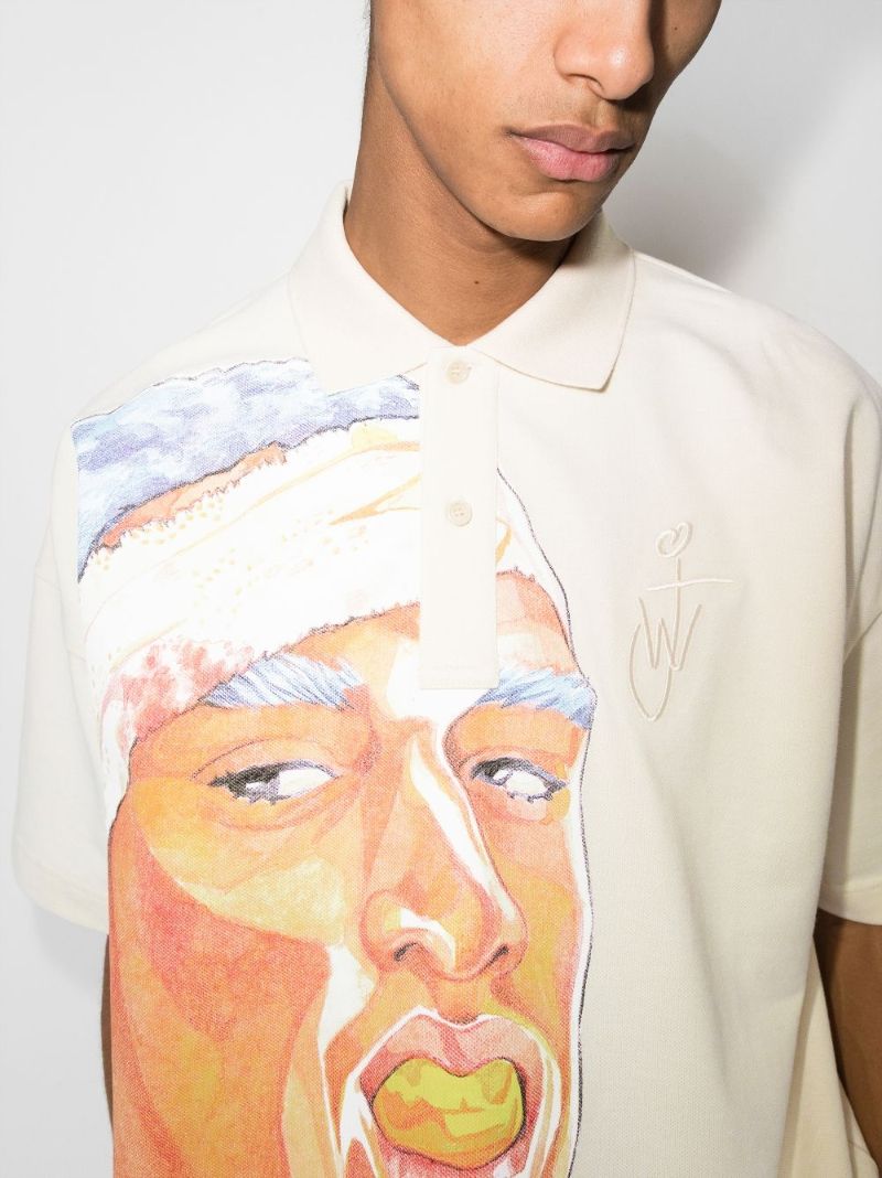 Rugby Face Print Cotton Polo Shirt