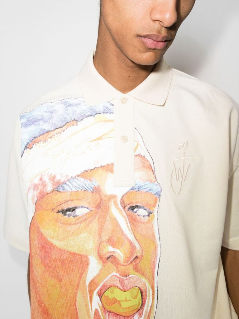 Rugby Face Print Cotton Polo Shirt