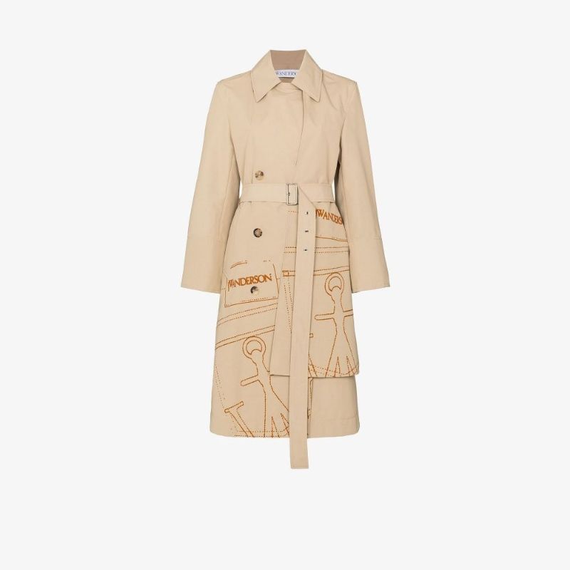 Logo Print Belted Trench Coat