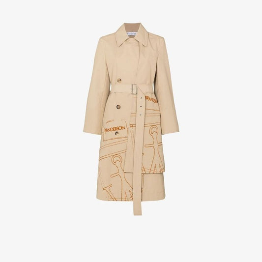 Logo Print Belted Trench Coat