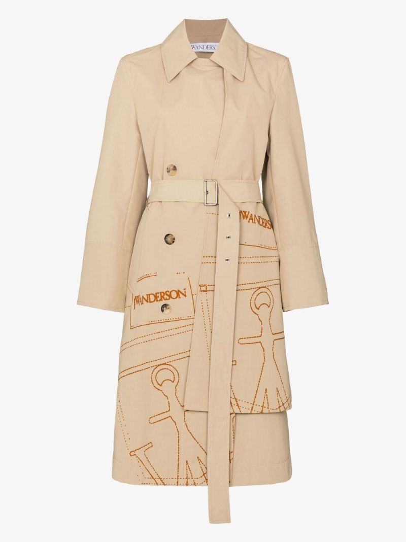 Logo Print Belted Trench Coat