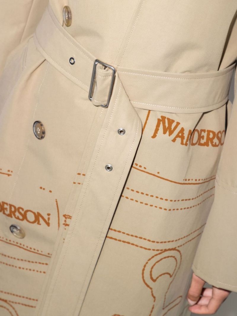 Logo Print Belted Trench Coat
