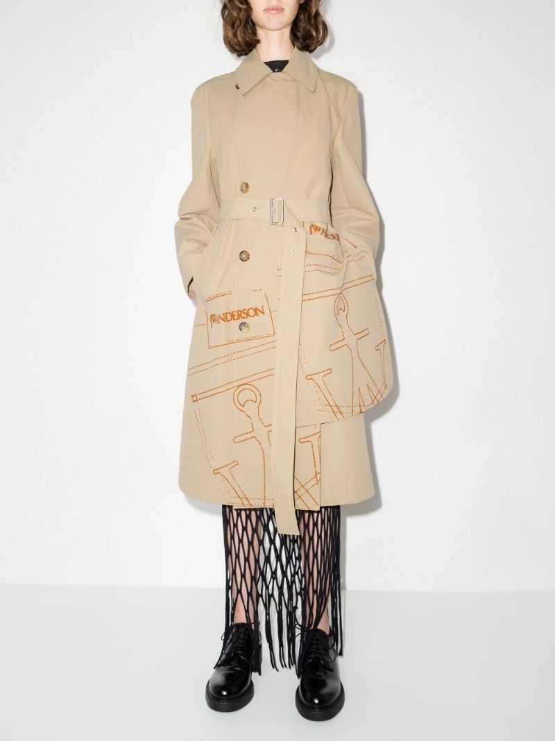 Logo Print Belted Trench Coat