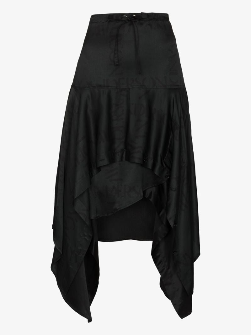 Asymmetric Logo Midi Skirt