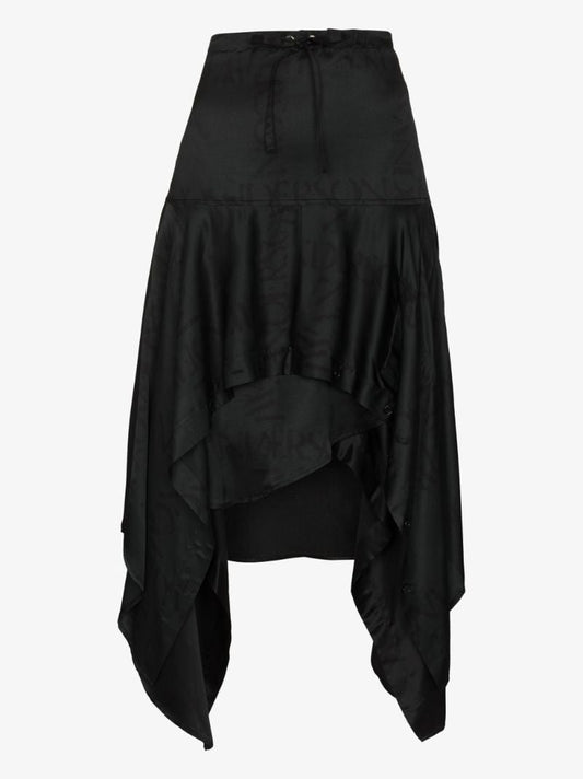 Asymmetric Logo Midi Skirt