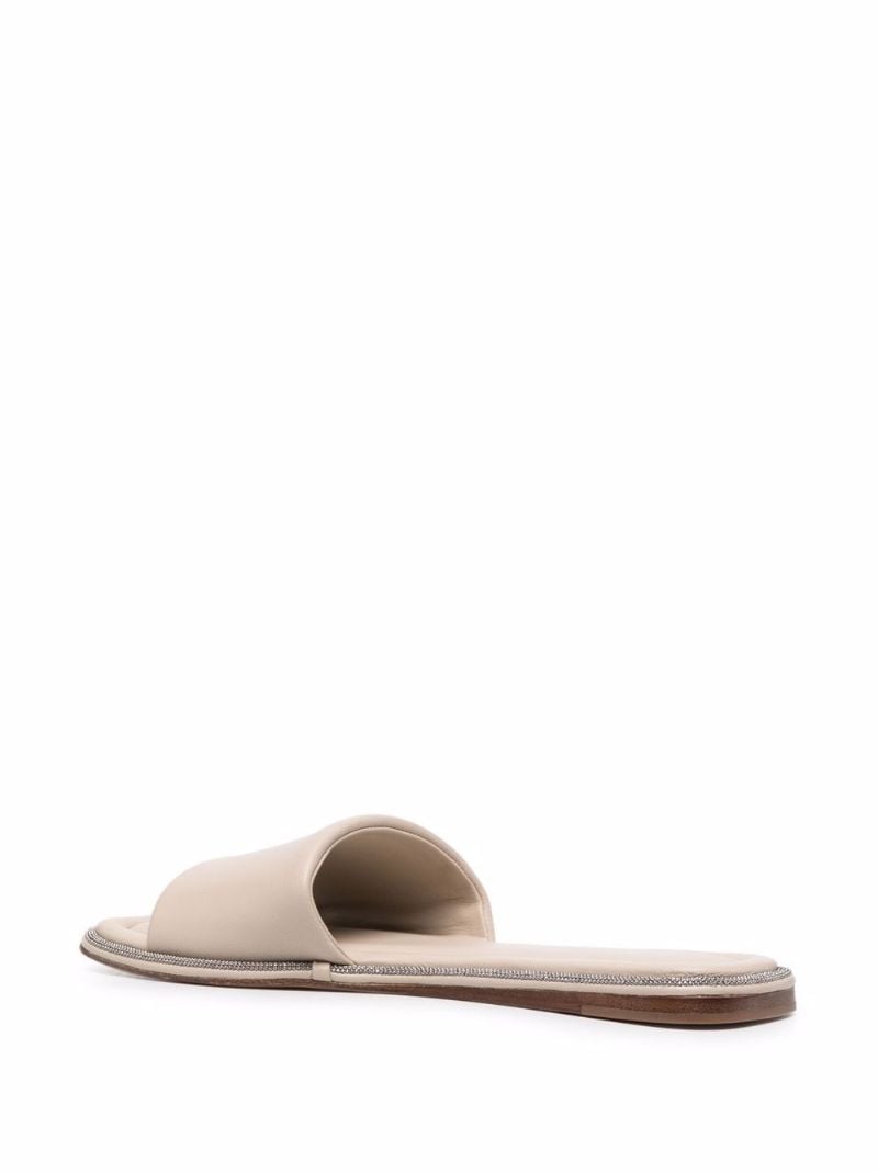 Neutral Monili-embellished Leather Slides