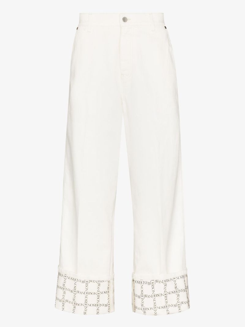 Logo Grid Print Cuff Jeans