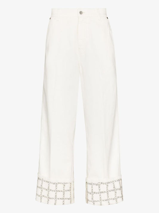 Logo Grid Print Cuff Jeans