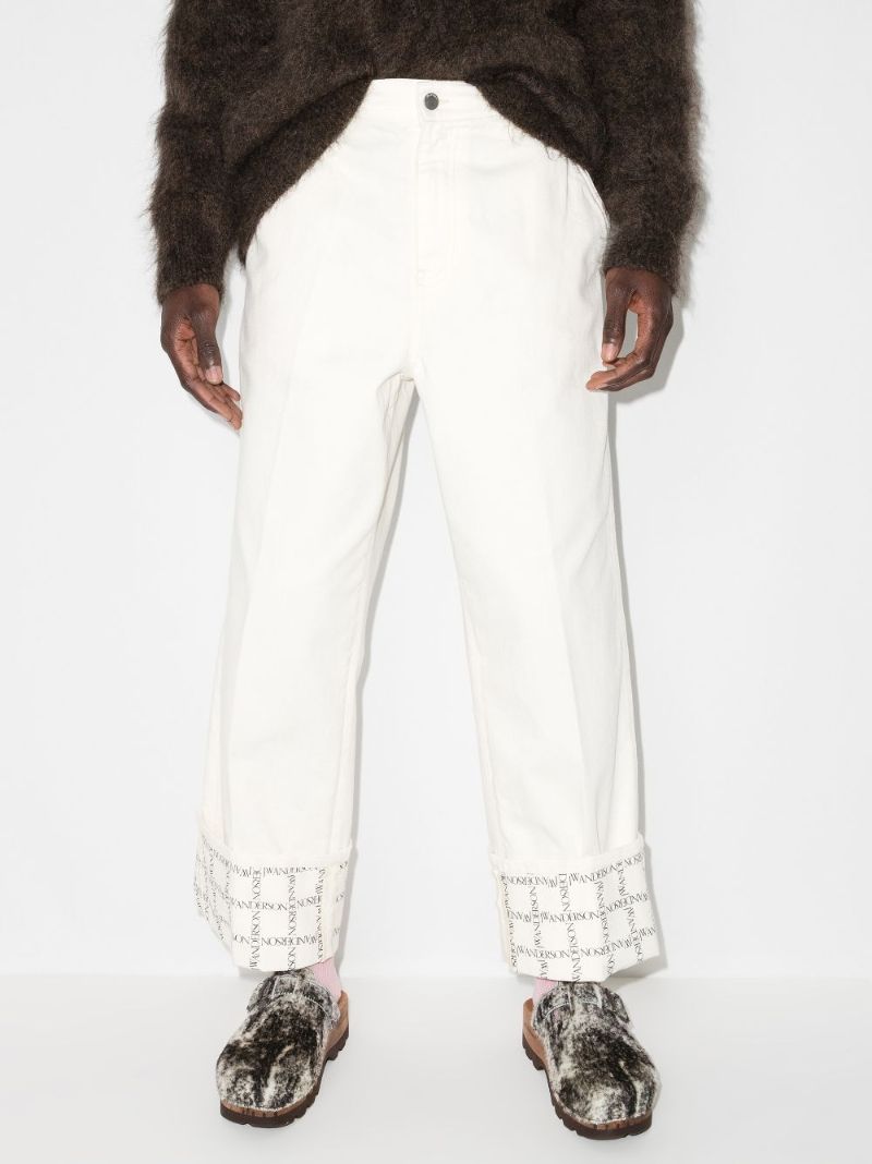 Logo Grid Print Cuff Jeans
