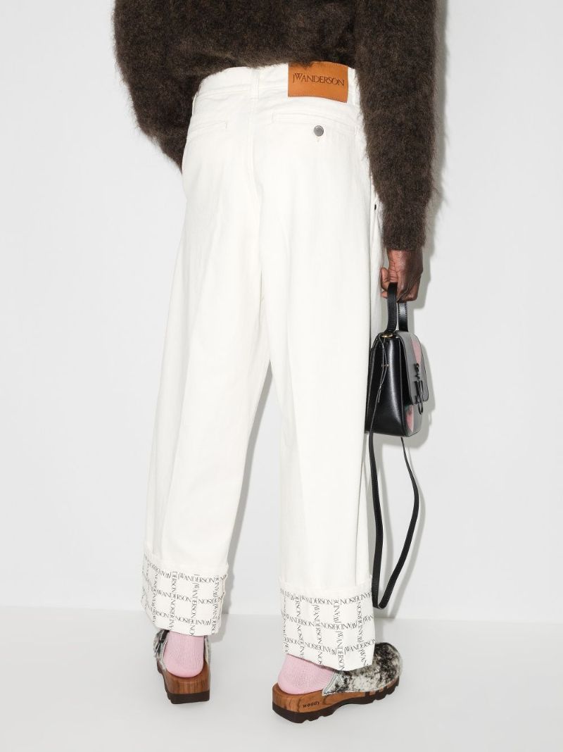 Logo Grid Print Cuff Jeans