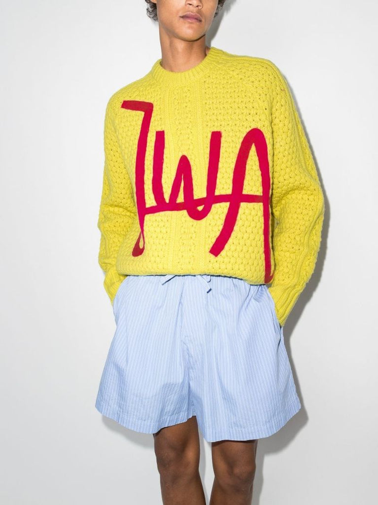 Cable Knit Logo Wool Sweater