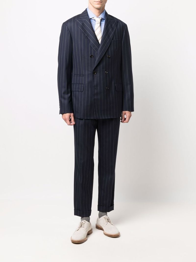 Blue Spread-collar Cotton Shirt