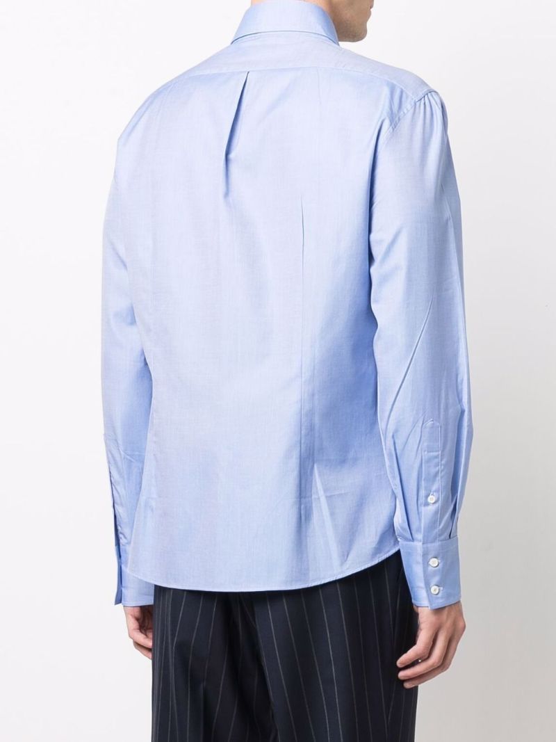 Blue Spread-collar Cotton Shirt