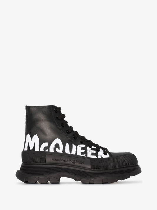 Black Tread Slick Leather Boots