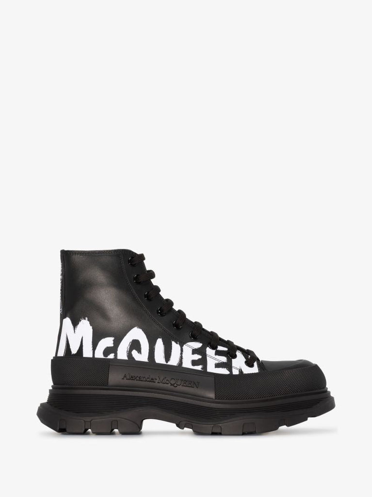 Black Tread Slick Leather Boots