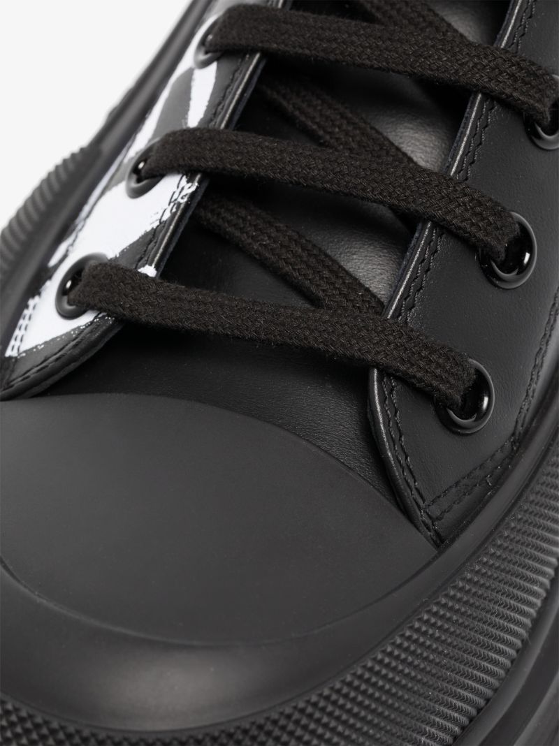 Black Tread Slick Leather Boots