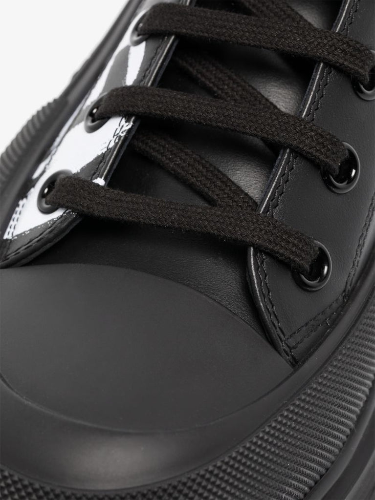 Black Tread Slick Leather Boots