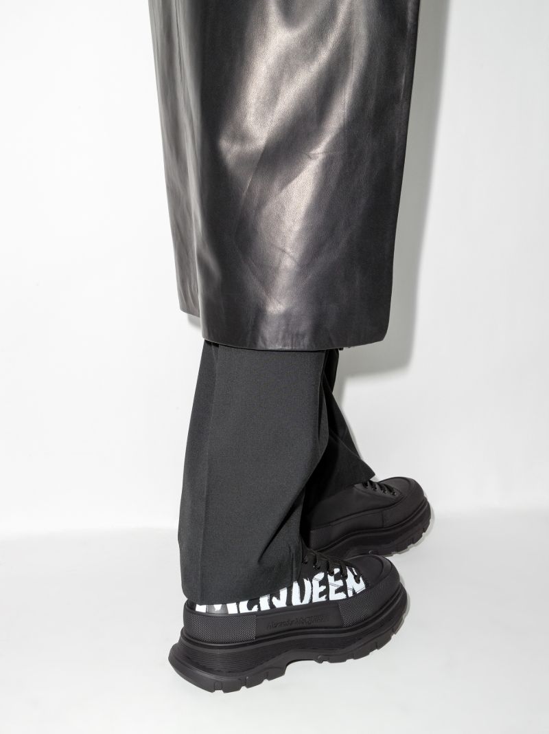 Black Tread Slick Leather Boots