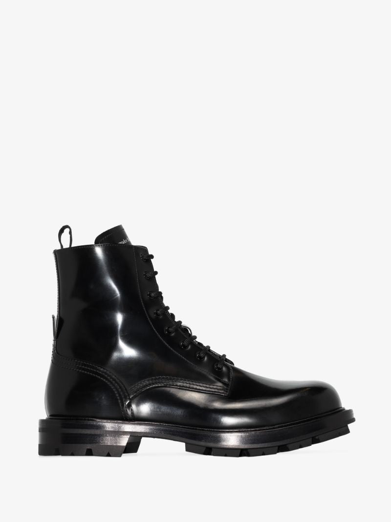 Black Lace-up Leather Boots