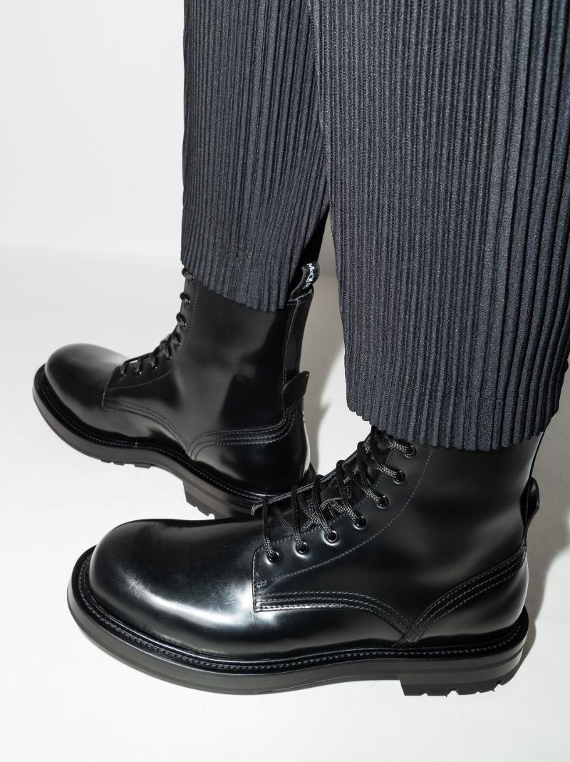 Black Lace-up Leather Boots