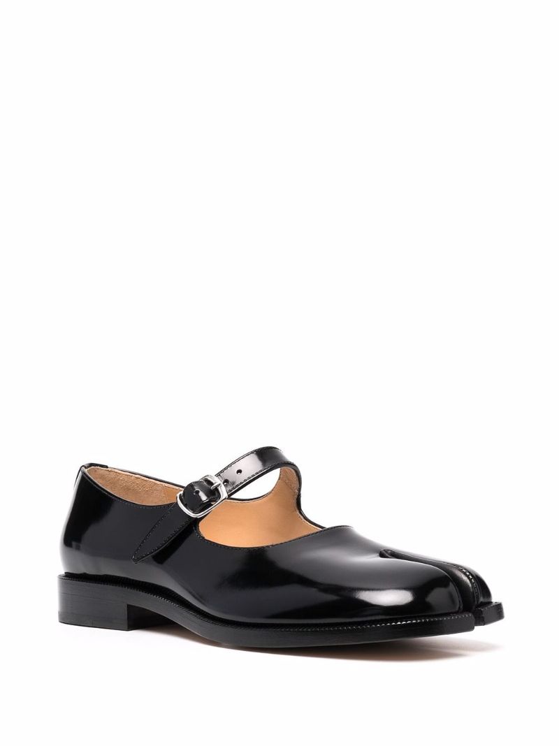 Black Tabi Leather Mary Jane Pumps
