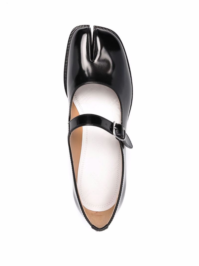 Black Tabi Leather Mary Jane Pumps