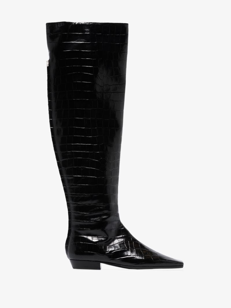 Black 20 Mock Croc Leather Boots