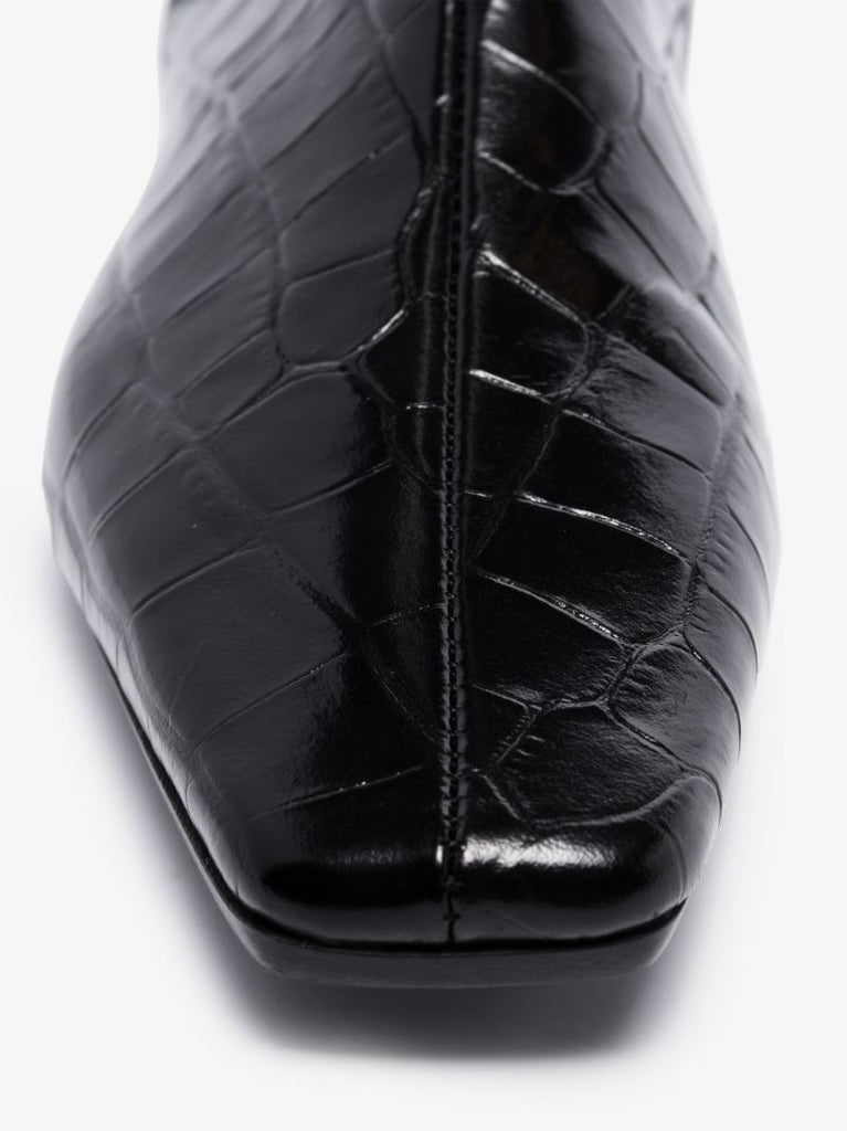 Black 20 Mock Croc Leather Boots