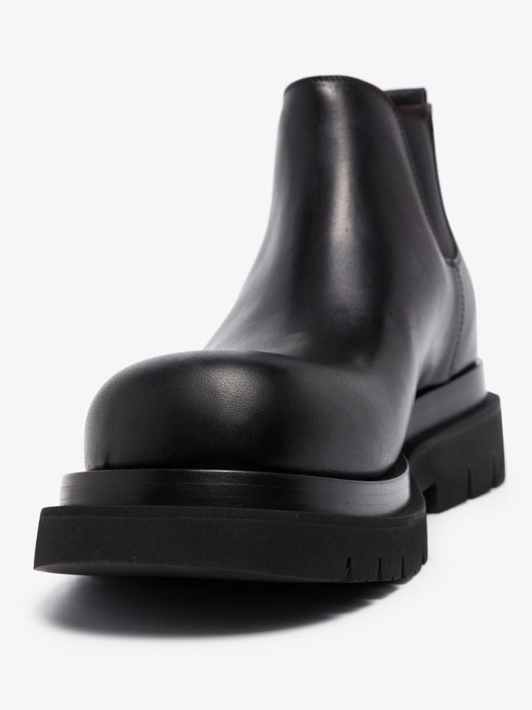 Black Lug Leather Chelsea Boots