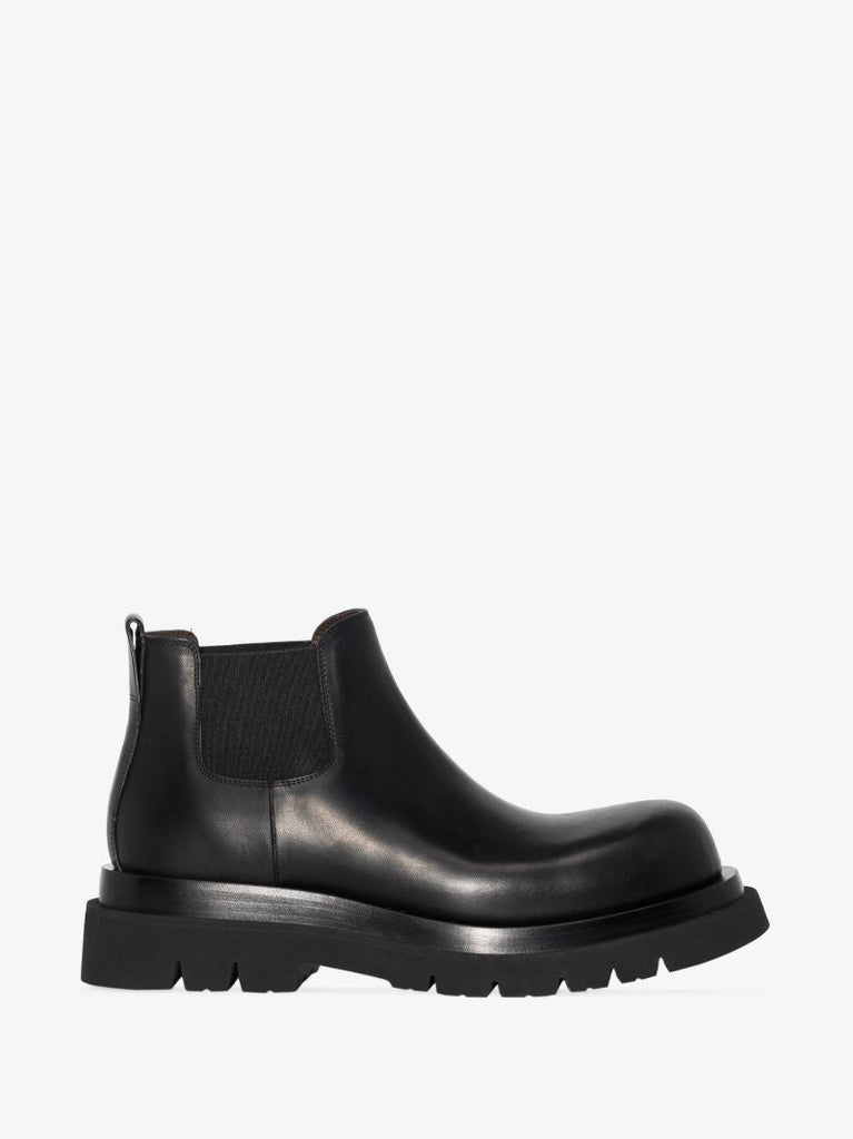 Black Lug Leather Chelsea Boots