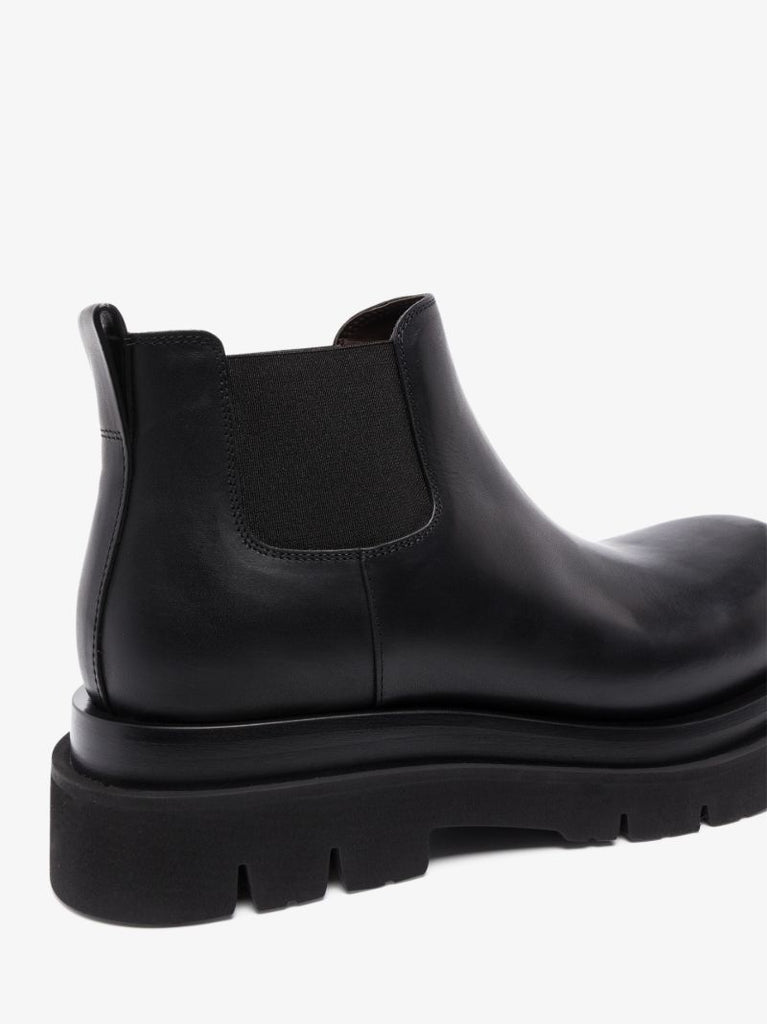 Black Lug Leather Chelsea Boots