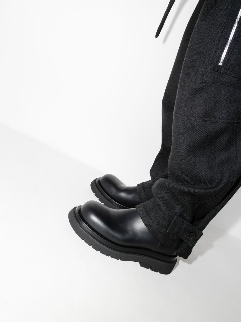 Black Lug Leather Chelsea Boots