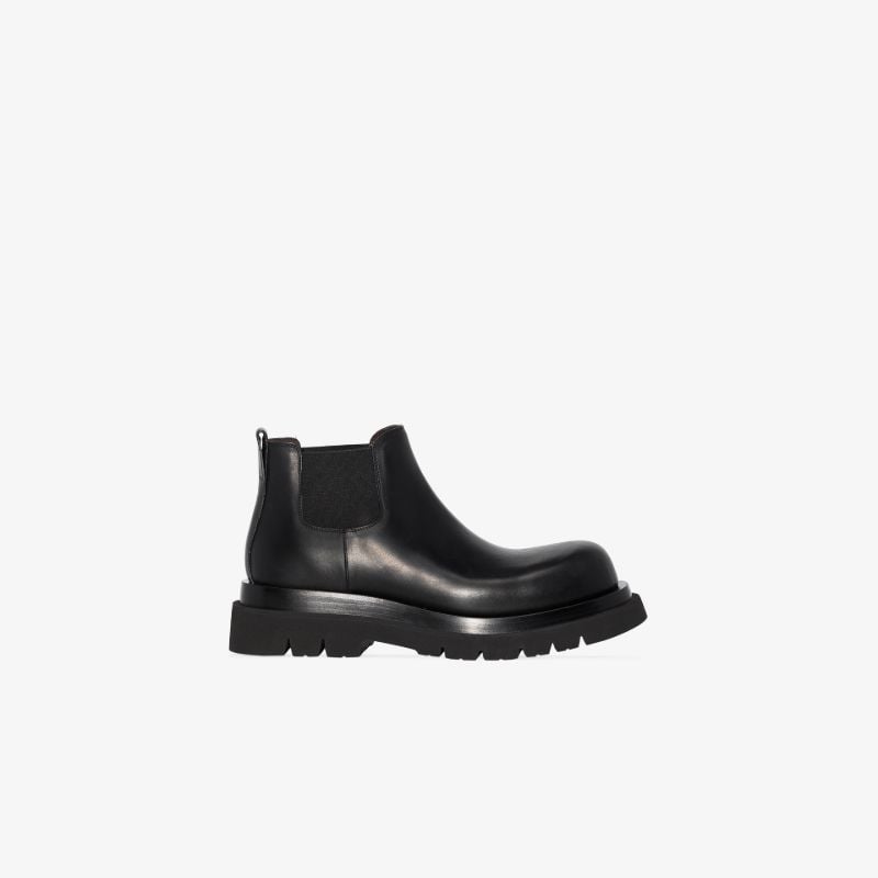 Black Lug Leather Chelsea Boots