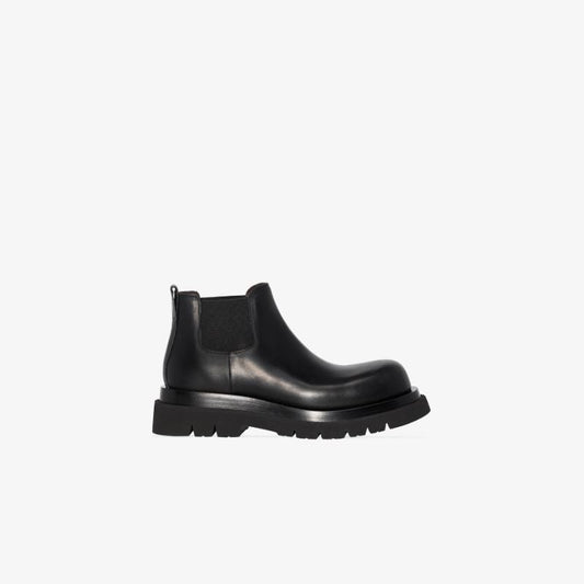 Black Lug Leather Chelsea Boots