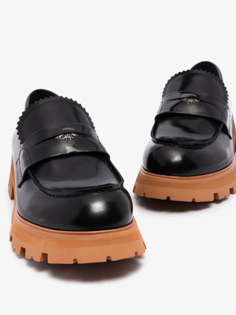 Black Leather Penny Loafers
