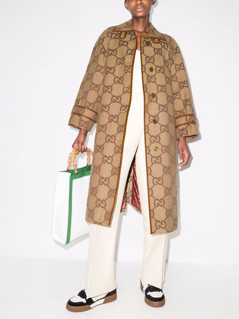 Brown Jumbo Gg Canvas Coat