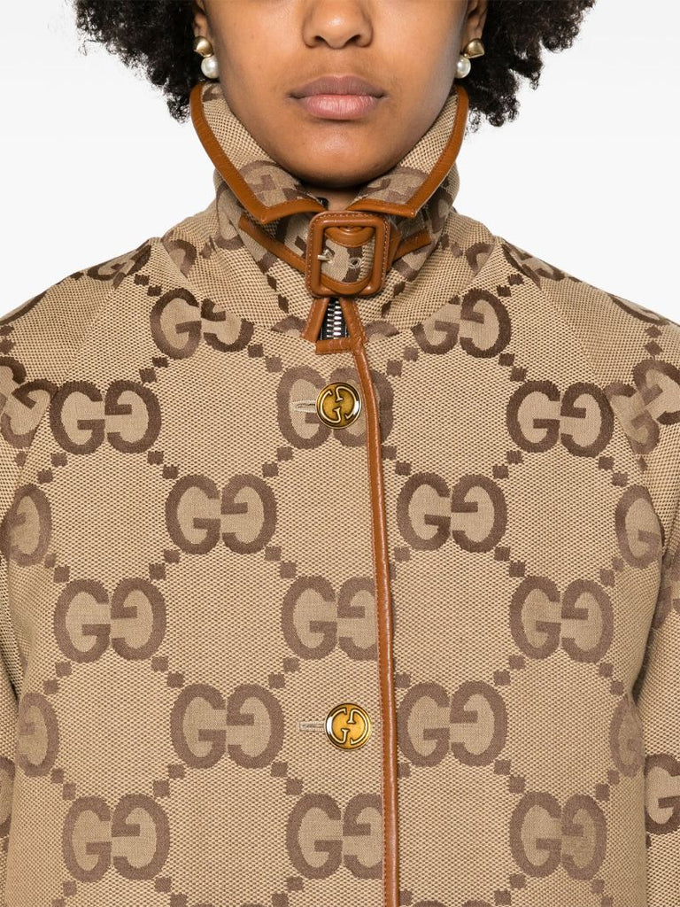 Brown Jumbo Gg Canvas Coat
