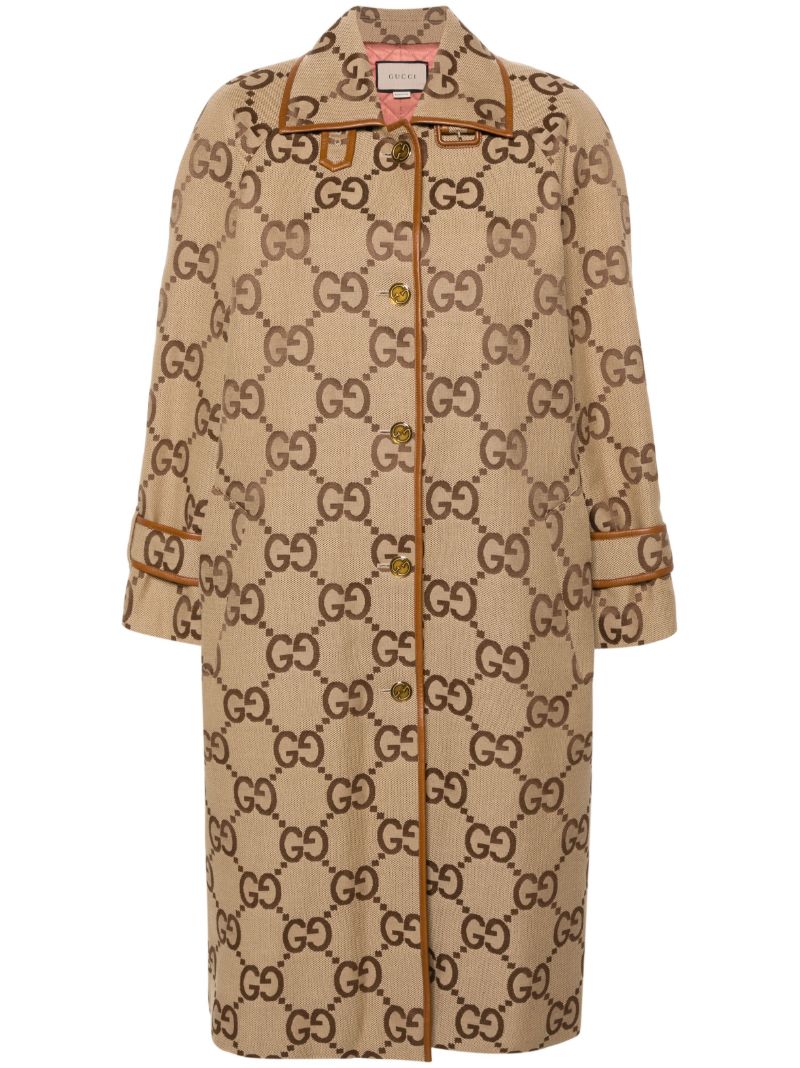 Brown Jumbo Gg Canvas Coat